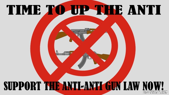Parody poster promoting anti-anti gun laws.