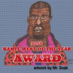 Drawing of rap star Kanye West for a satire Kanye West of the year award.