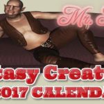 Parody of Chippendales calendar with an ork lying on couch naked.