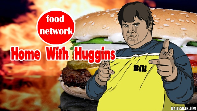 Cartoon parody of fat man getting own TV show on Food Network.