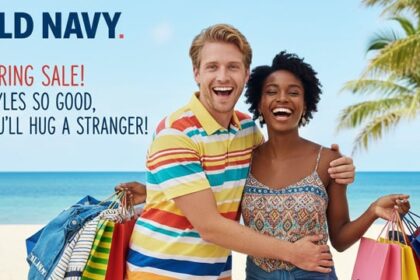 Funny parody Old Navy ad of an interracial couple hugging for an ad.