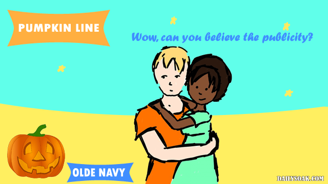 Funny parody Old Navy ad of an interracial couple hugging for an ad.