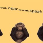 Three chimps in see no evil, hear no evil, speak no evil poses.