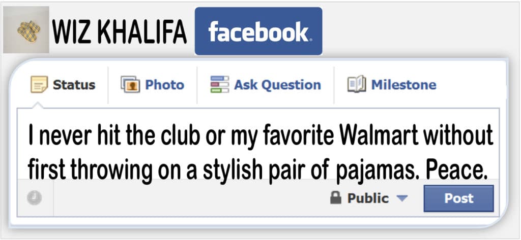 Parody Wiz Khalifa Facebook post.