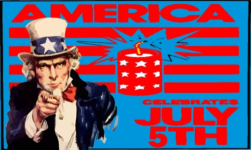 Parody of Fourth of July with Uncle Sam saying Fifth of July.