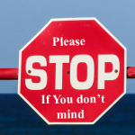 Fake satire stop sign asking people to please stop.