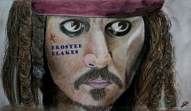 Drawing of Johnny Depp in Pirates of the Caribbean.