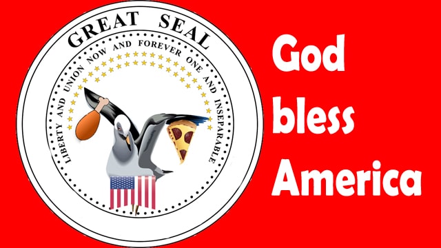 Parody of the United States seal with a seagull.