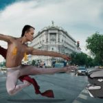 Senator Ted Cruz dancing shirtless in the city.
