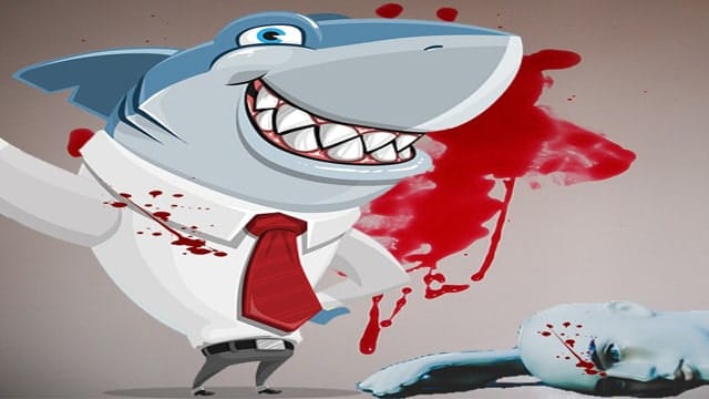 Shark in bloody business suit pretending to be a lawyer.