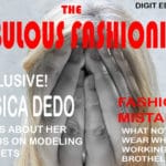 Parody fashion magazine cover with a woman with fingers for a face.