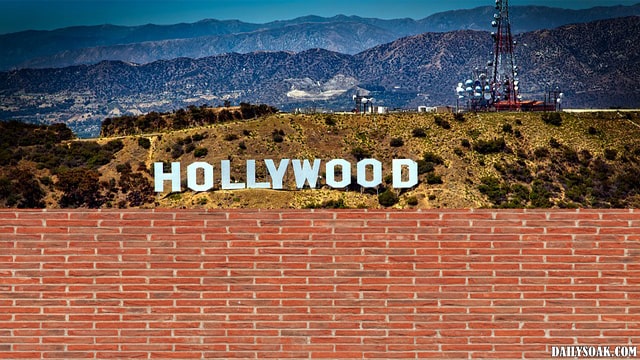 Brick wall surrounding the city of Hollywood, California.