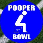 Superbowl parody showing stick figure sitting on toilet.