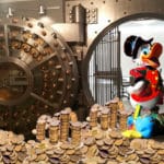 Scrooge McDuck standing inside his vault of gold.
