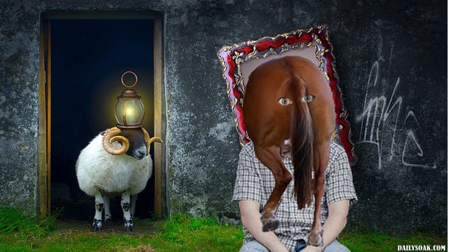 Top 6 Must Wear Costume Masks This Halloween (6 Photos) 63 Man wearing a horse's ass costume for Halloween.