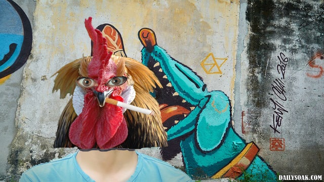 Top 6 Must Wear Costume Masks This Halloween (6 Photos) 64 Man wearing a cock smoker costume for Halloween.