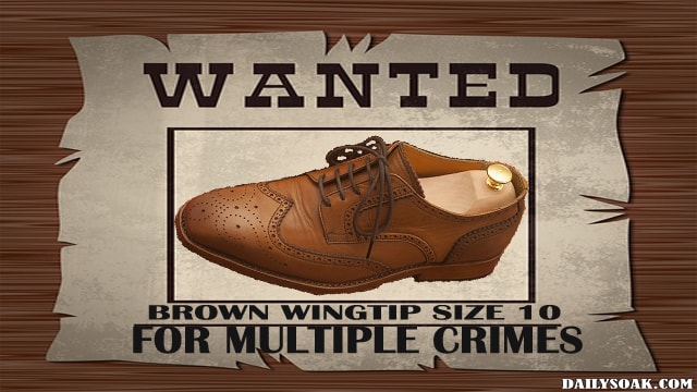Brown dress shoe against brown background.