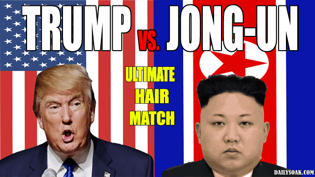 Donald Trump vs. Kim Jong-Un in a hair vs. hair match.