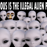 Parody of illegal immigration with a lineup of gray space aliens.