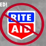 Rite Aid logo behind red banned symbol.