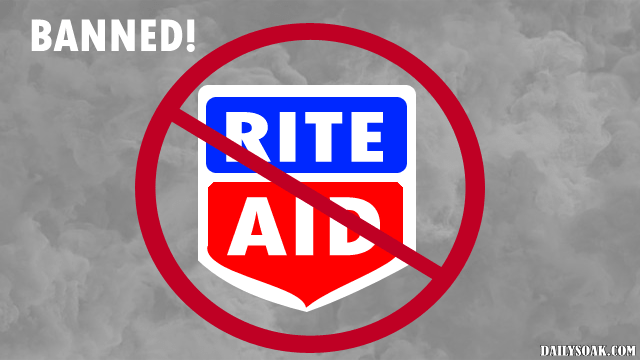 Rite Aid logo behind red banned symbol.