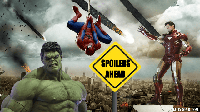Avengers: Endgame characters Incredible Hulk, Spiderman, and Iron Man.