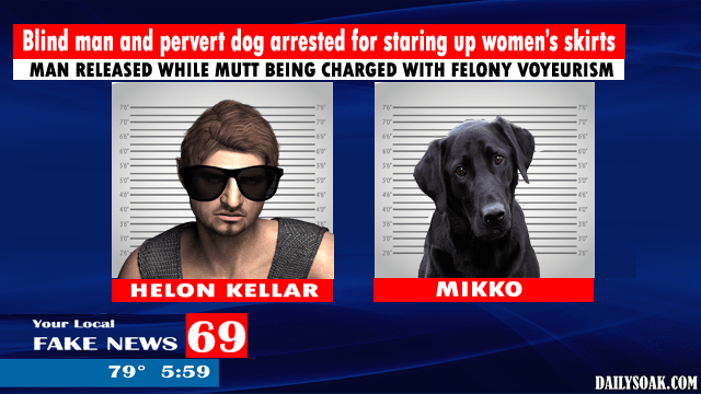 Blind Man Arrested After Using Seeing Eye Dog To Look Up Women's Skirts 62 Blind man and black dog arrest photos on news.