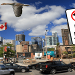 Busy city street in Canada.