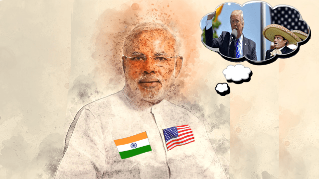 Indian Prime Minister Narendra Modi wearing white shirt.