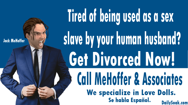Divorce lawyer advertisement showing male lawyer in blue suit.