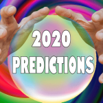 Psychic using crystal ball to predict future.