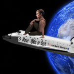Beto O'Rourke riding on a NASA rocket into space.