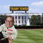 Nancy Pelosi holding baby Jerry Nadler in front of the White House.