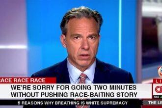 CNN host Jake Tapper apologizing on air for being racist.