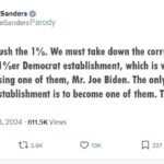 Parody Bernie Sanders Twitter X post endorsing Joe Biden.