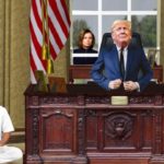 Donald Trump and Joe Biden inside the Oval Office.