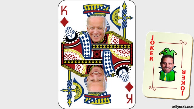 Joe Biden's face on a King card.