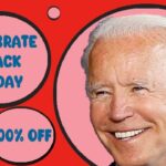 Joe Biden in front of red and pink background.