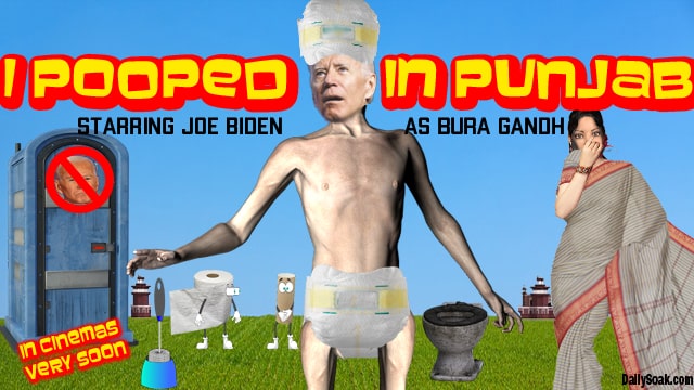 Parody Bollywood poster with Joe Biden wearing a white diaper.