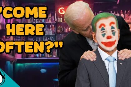 Joe Biden sniffing a Joe Biden clone inside of a gay bar.