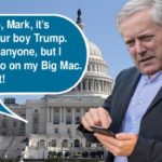Mark Meadows texting on his smartphone standing in front of US Capitol Building on January 6.