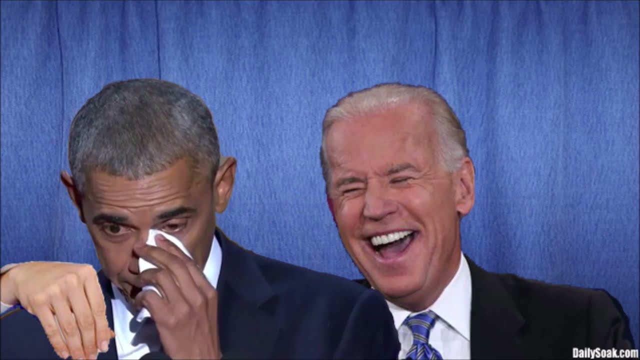 Joe Biden hugging a crying Barack Obama.