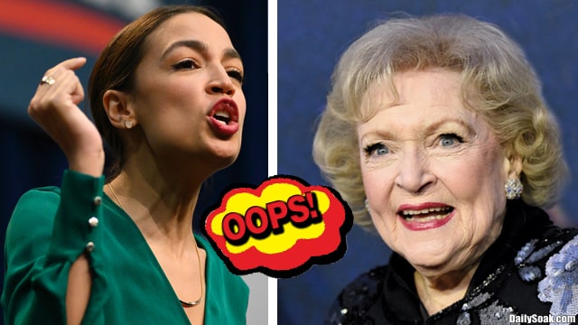 Politician AOC yelling at deceased actress Betty White.