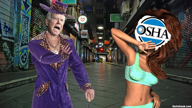 Joe Biden wearing purple pimp outfit in dark alleyway.