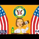 Cartoon Nancy Pelosi drinking a beer.