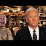 Joe Biden standing next to his body double inside basement.