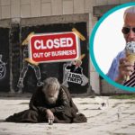 Joe Biden eating ice cream while staring at homeless man in San Francisco.