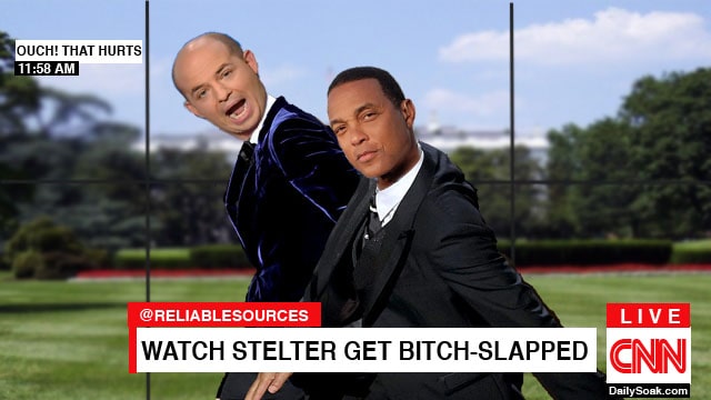 CNN's Brian Stelter getting slapped by host Don Lemon.