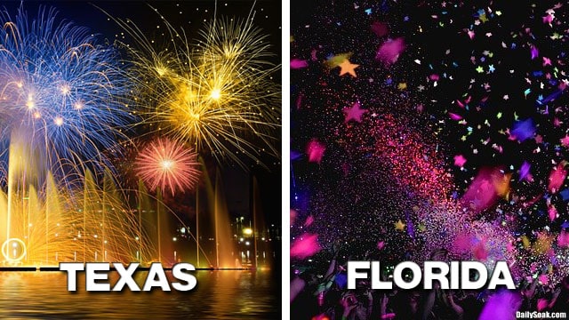 Florida and Texas citizens having festive party celebrations.
