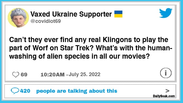 Angry Twitter tweet regarding casting of Star Trek: Picard.